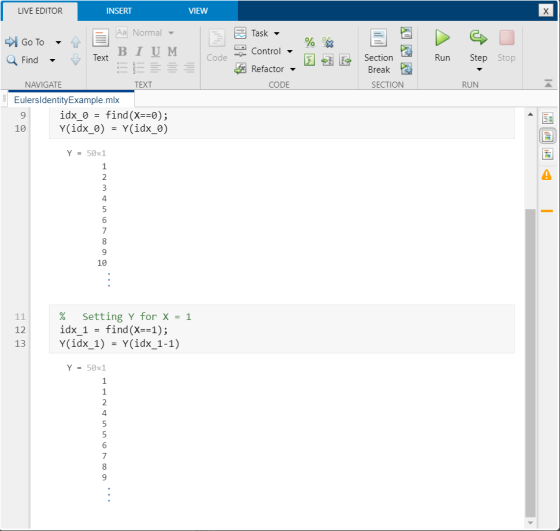 LIVE EDITOR INSERT VIEW Task Go To Find Aa Normal - Text BIUM - Run Step Stop Control - A Refactor - CODE Section E Break SEC