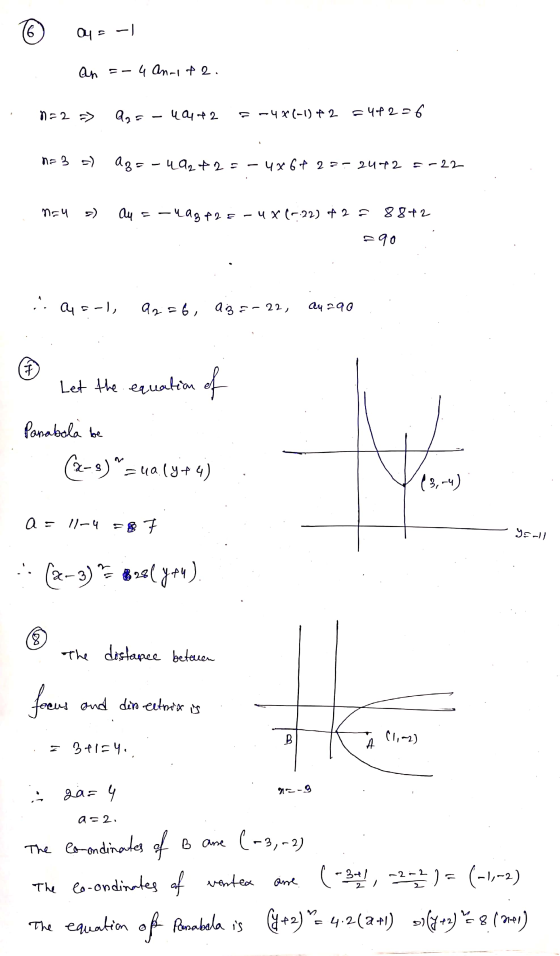 6 ay - 1 an 5- 4 an-te. n2 -> A = u + 2 F-4X(-1) +2 = 442-6 n=3 =) Az = -4a2+2= - 4X6 + 27- 2472 = -22 Mp4 au = 88+2 - 40g +2