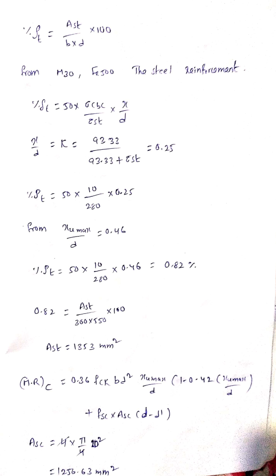 Ast 1. Sp = X100 bxd from M30 , Fesoo The stoel Reinforcement 78€ = 30x Orbe ast X 21 d Ere 9333 õio = 0.25 93-33t est 10 7.8