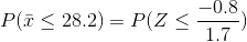 -0.8 Pī < 28.2) = P(Z <