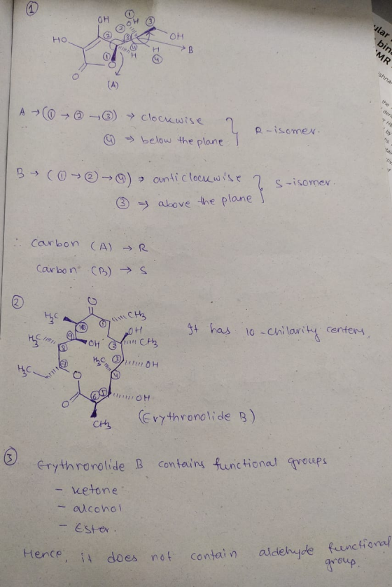 ular bine MR OH OH HO ishnar the (A) der by A 0 → @ -® → clocKwise > below the plane: R-isomer. B> (0-@→0) ountic lockwise ?