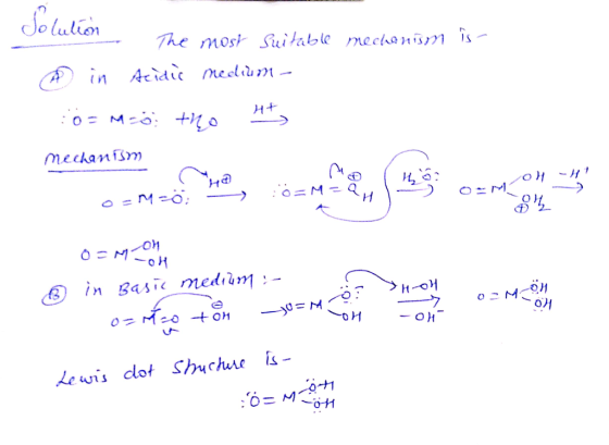 Solul mechanism is- - The most suitable o in Acidic medium - öz mö: to its mechanism OH -H O -M-07 - 0=MCQ 84 O=mron 3 in Bas