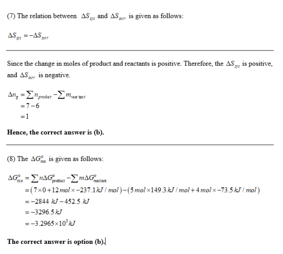 (7) The relation between AS, and AS gur is given as follows: AS, E-ASUT Since the change in moles of product and reactants is