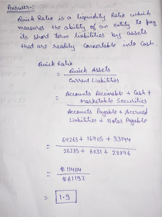 liquidity Ratio which an entity to pay Answer miliona pa Quick Ratio is a measures the ability of an its short term liabiliti