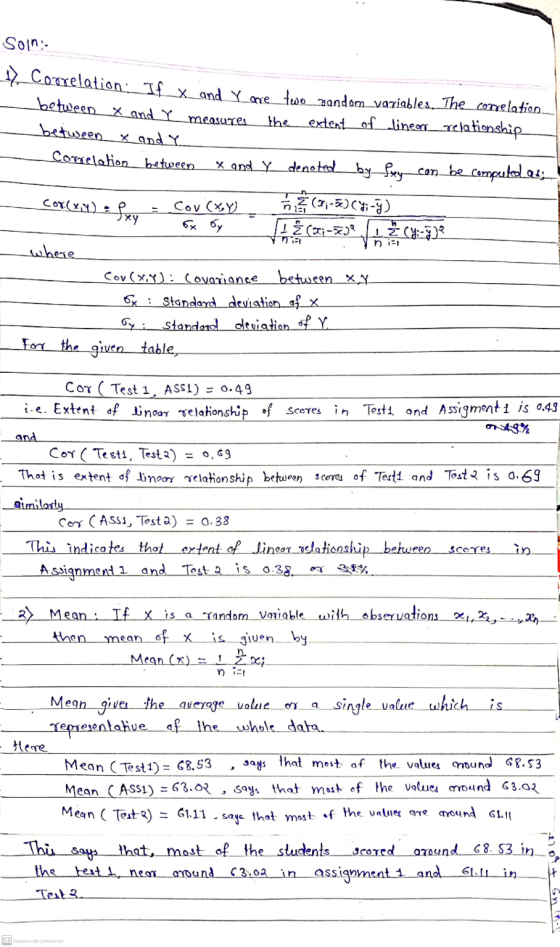 Son the Correlation. If X and Y are two mondom variables. The correlation between x and r measures extent_of_linear_relations