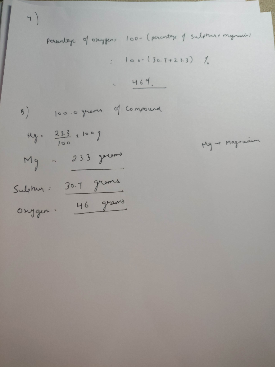 Percentage of oxygens 100-(percentage of sulphurt mgnesius : По- (30.1+2 3,3) 1. . чч. Гоо Mg Magnesium 5) ее о р о соте к 11