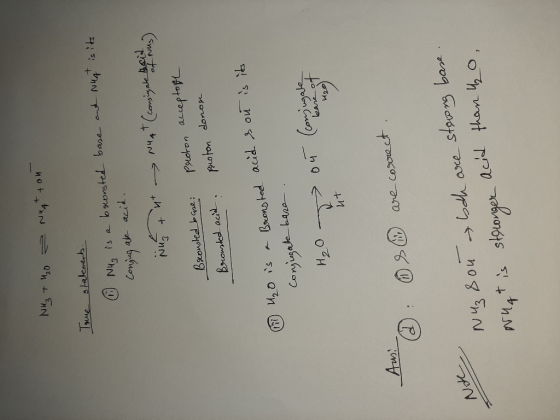 stalemens is a boonsted bane and N4Ais it + ale acid +EnN + Proton acceptoplL Browskd acid Proton donose ii u2 o s Conjugat b