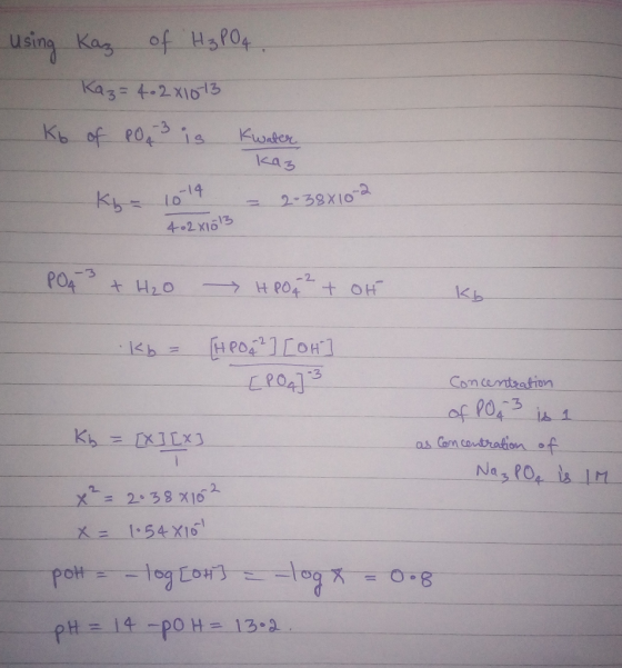 using Kas Ka342 x1013 kwate 4a3 2-38X10 les (He021 Lori Com cemtation 2 pH 14-po-H-= 13:2