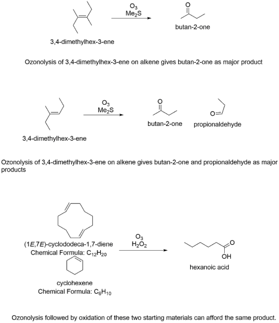 03 Mezs butan-2-one 3,4-dimethylhex-3-ene Ozonolysis of 3,4-dimethylhex-3-ene on alkene gives butan-2-one as major product 03
