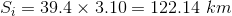 Si 39.4 × 3.10= 122.14 km