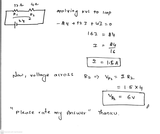 122 42 applying kul to leop Pi R2 24 -84 +92 I + UICO 162 = 84 I 24 16 2 = 1.5A Now, voltage across R2 => VR2 = I R2 = 1.5x4
