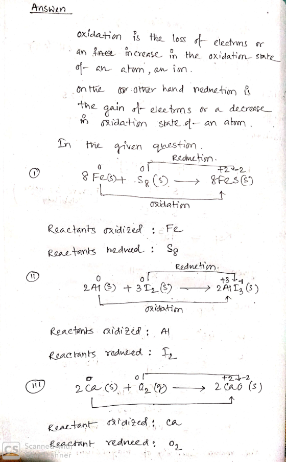 Answen oxidation is the loss of electrons or an ince increase in the oxidation state of an atam, an in. . on the o ther hand