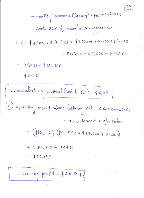 + monthly insurance (factory) property taxes - Application de manufacturing overhead = 0+ $4,100+$12,673 + $3,000+ $4,500 +$6
