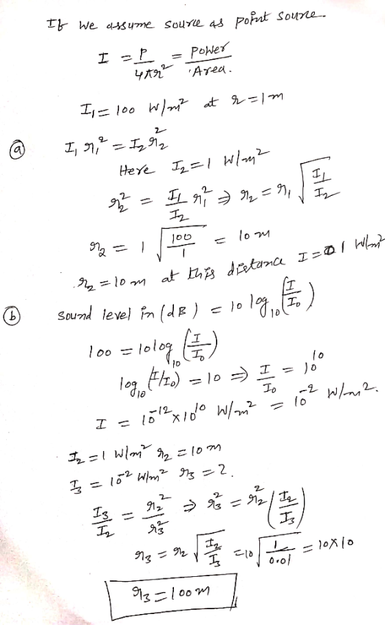 If we assume assume source as source al pont soure. por I = P 4 tr = power Area. @ Is = 100 W/m² at r=1m 1,9% = Igra Here Is