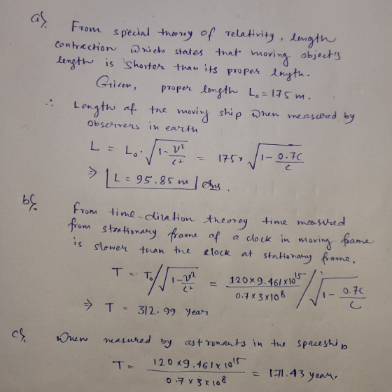 al From special thorey of relativity, length contraction which states that moving objects length is shorter than its proper