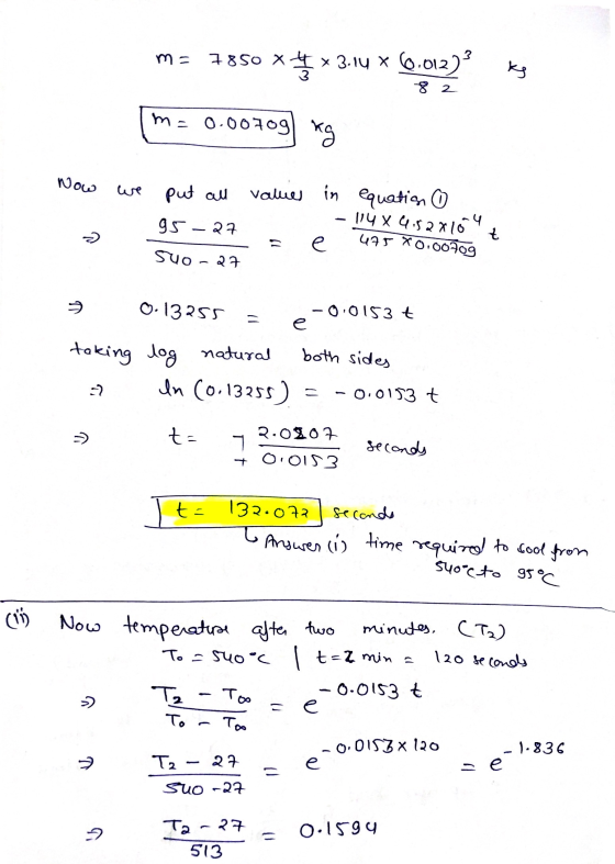 m= 7850 ** 3.14 x 6.012)” ks (m= 0.00709) kg Now we put all values 95 -27 in equation 0 - 114x4.52 x 164 475 X 0.00209 suo -2