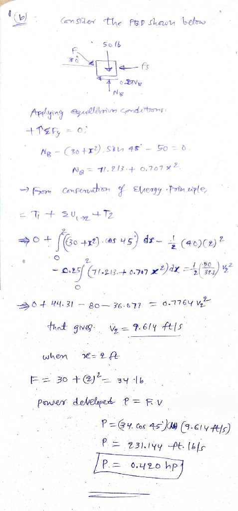 Consider the PBD shown below solb 35 471efs Applying equilibrin conditions +Tefy = 0; Ne - (30 + x2 SL 45 - 50 -0. Ng = 71.21