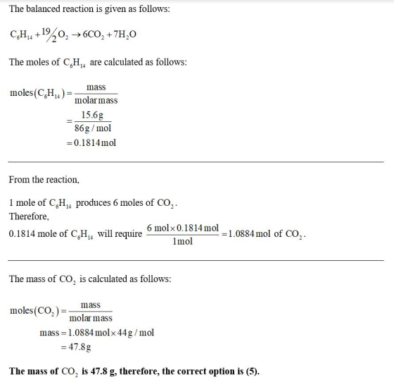 The balanced reaction is given as follows: CH,a +1902 +6C0, +7H,0 The moles of CH,, are calculated as follows: mass moles(CH4