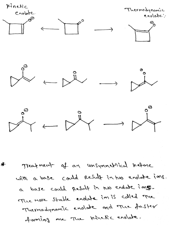 kinetic - enolate. Thermodynamic enolate i من- قم و Gadhan * Greatment of an unsymmetrical kefone with a base could result in