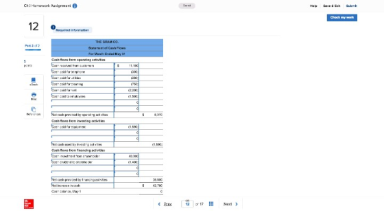 Ch.1Hamawank Assignmant 6 0 Required information Slaenant of Cash P 1,500 1,680 1,403 $ 42O <Pres