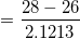 \small =\frac{28-26}{2.1213}
