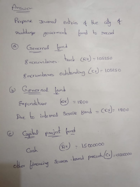 Answer Prepare Jouoral entries the y Steuddurge gover menk bund to read a Genernal uck (o1os250 ncrumbnes E ncrumbanes outsta