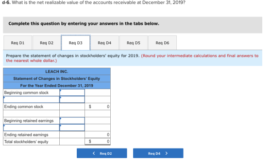 d-6. What is the net realizable value of the accounts receivable at December 31, 2019? Complete this question by entering you