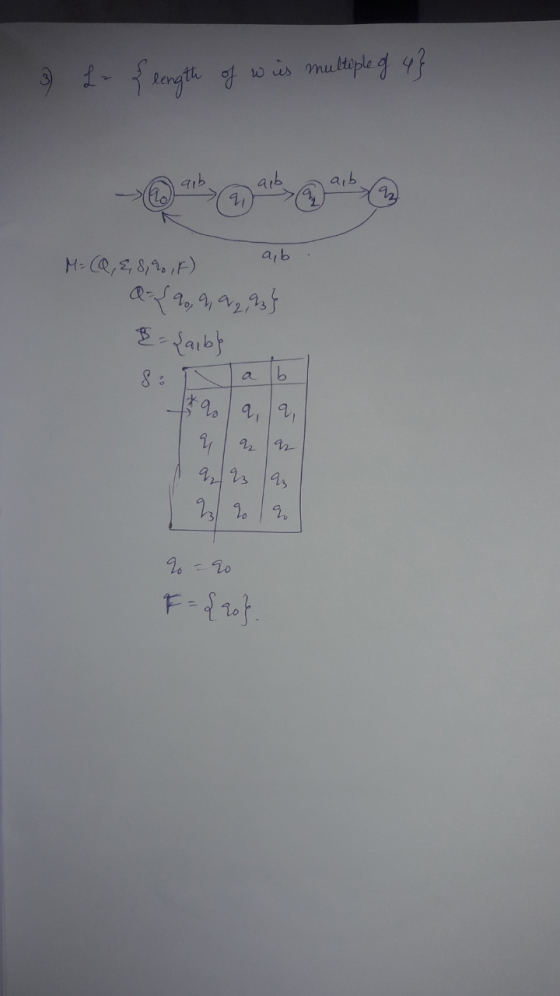 8 L { length of wis multiple of 4} a,b M= CQ, E, 8 %, F) Q-{ 2, 9, 92, 93} B = {aib} have an anda % = 20 F = {20}