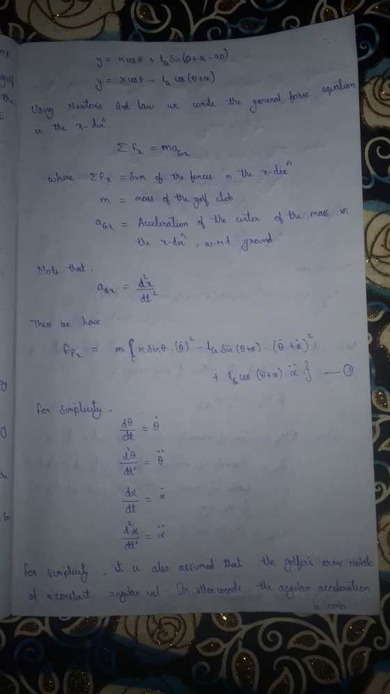 goy - y = 1080 + 4 Silora-90) y = ruso - Locos (ota) Newtons and law we write the a-due general force a Using in the E = maga