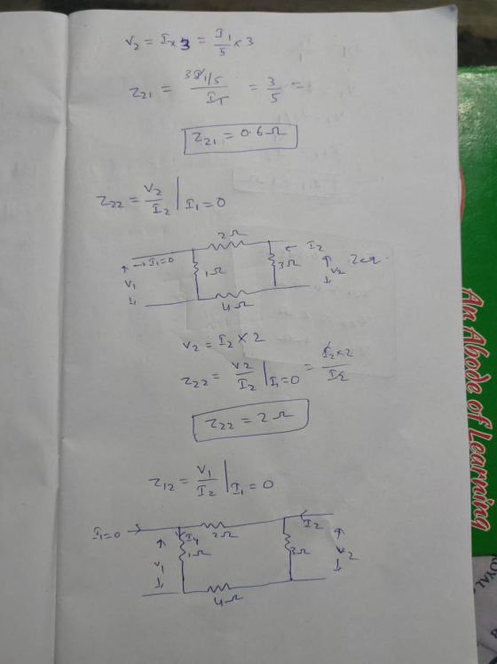 Vi = 8x3 3 38115 Zzi 221 = 0.62 V₂ Zzz Iz I=0 Iz 1 zea 7 11=0 V و با V2 = I2 X 2 222 222 = 3 2 1 1 20 - The Am Abode of Learn