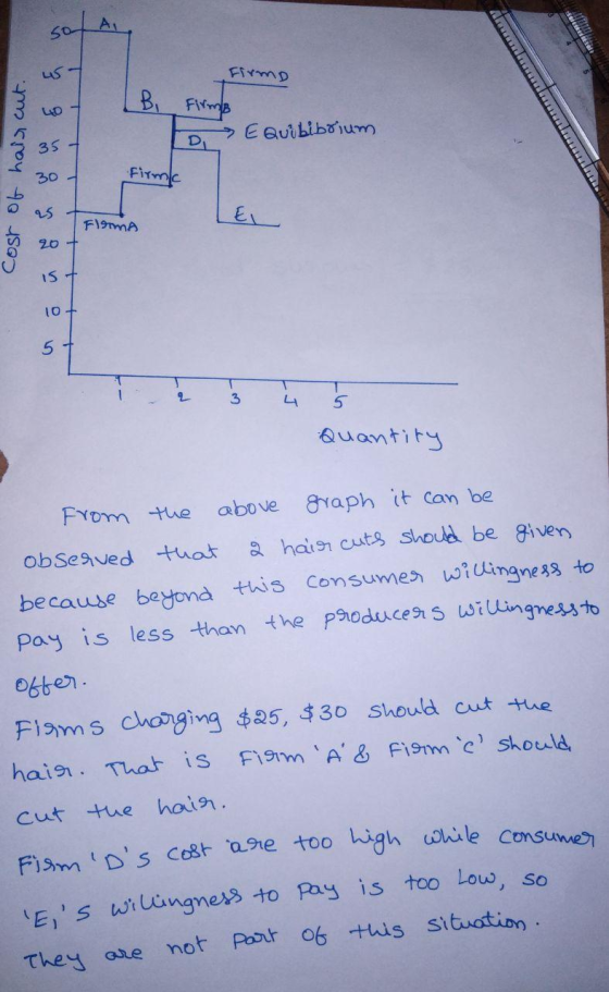 TELU FirmD Firme o Equilibrium cost of hair cut. LLLLLLLLLLLLLLL Firmk LEI FIRMA T Quantity From the above graph it can be ob