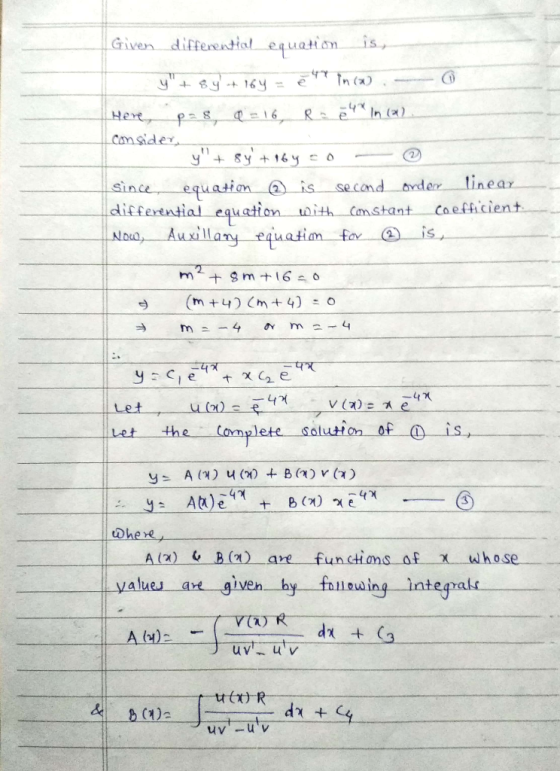 Given differeatiol equationis n (a) 4 8y 16 = In (a) Re Here Can sider tinear equation is differential equation ith Canstant