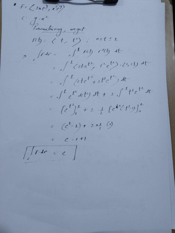 F = (2xe, xe) (* Parametersing, weget rit= (t, t) out 1 + 2 let dat (odo se ach. rith at /l(ztet, te). (1,24) at oll (ate