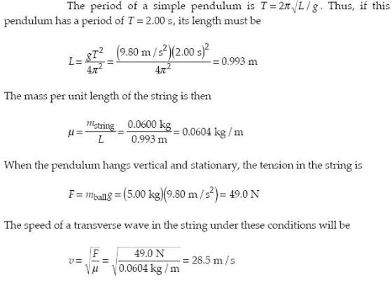 The period of a simple pendulum. is T=2r/L/g. Thus, if this pendulum has a perioa o S, its length must be L=&T2= (9.80 m/s2)(