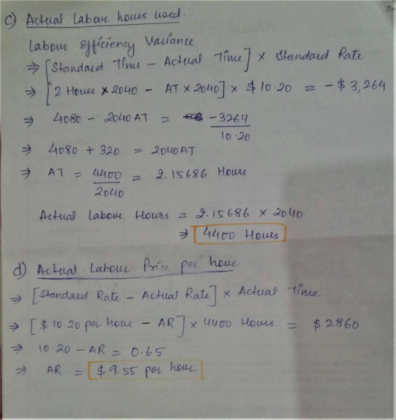 Actual Labar houes uaed laboue ticieny Vaulane Standaid Tinu Actual Time X Clandaud Rate -$3,264 AT X 2040 X &10 .20 2 2 Houe