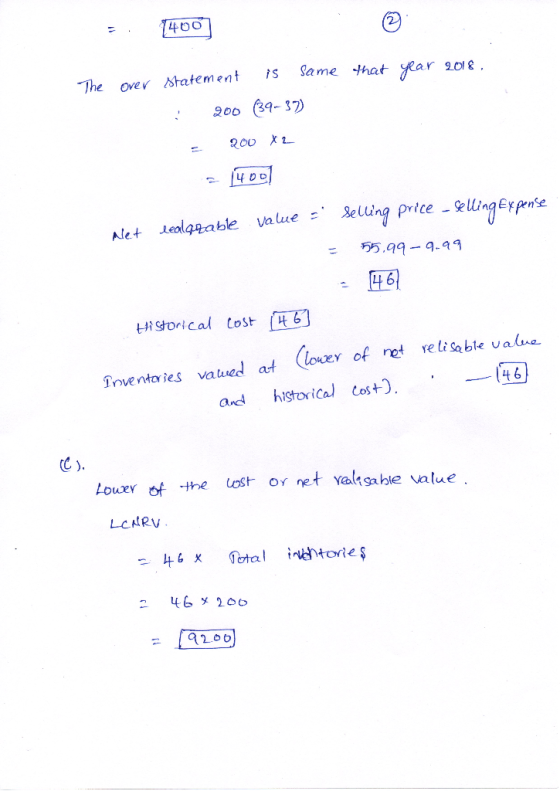 400 (2) Same that ear 20l The over tatement 200 39-37) 200 2 400 -lingerpoie Seling price Nlet lealgaable value 55.99-9-49 46