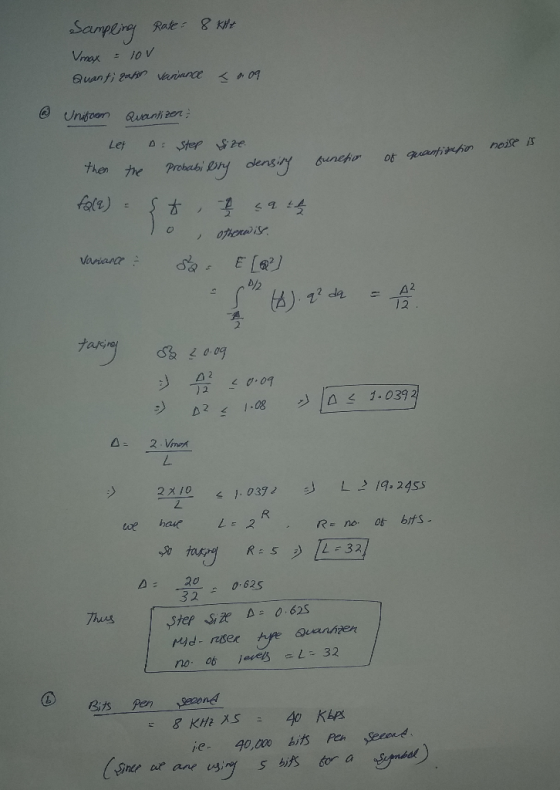 Sampeing Rake: 8 Kie Vmax = 10 V Quanti gatin vaniance @ Unifoon Quani zen; A: Step Let S ze. noise is then the 0f guantihon