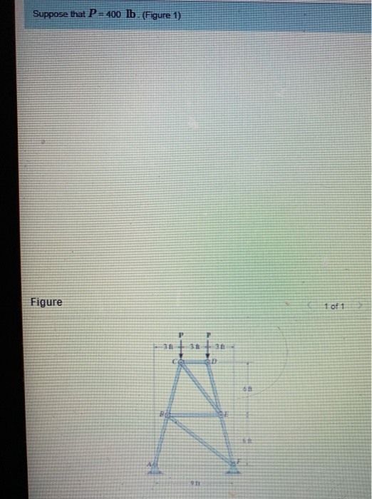 Suppose that P= 400 Ib. (Figure 1) Figure 1 of 1 3 t 36