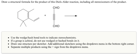 Draw a structural formula for the product of this