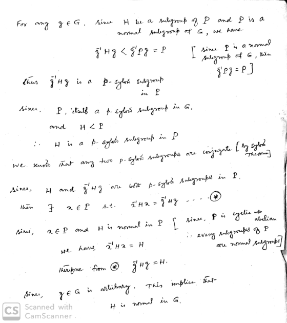 For any q E G. siner H be a subgroup of P and P is a - normal subgroup of G, we have ģHg <gpg = l r since I is a normal - Вя