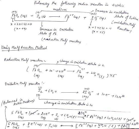 wodu - 101 its) Balancing the following redon reaction in audic medium Increase in ouidation PBO, (ug) + 2,64 — pfer cag) + 1