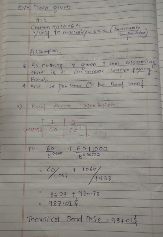 csa Dola given N-2 Coupon reate=6%. yield to matuotiry-650% Cocompoubled) As scemption: | As nothing is given I am assuming t