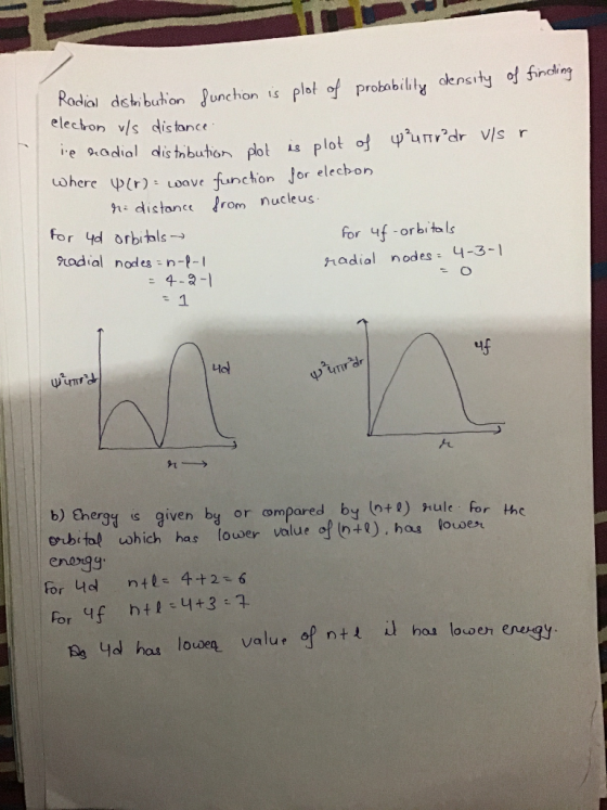 Radial dsh buton Junchon is plot of probabilily oensity of finding elechon v/s distance re adial disthbution pot Ls plot of
