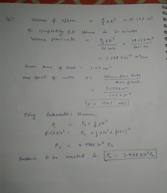 Vouume 4 sphere 19.137 s T0 Completely fil sphene Vo lune ta0 rate in 20 minutes 14.137 m 20 min 1200 See -2 1.178 X10 msee 1