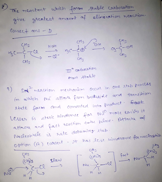 The reactant which form give greatest amaumt af Correct ans -D stable carbocation elimination reaction. cho con ch3 kon - HC-
