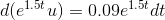 d(e^{1.5t}u)=0.09e^{1.5t}dt
