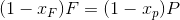 (1-x_{F})F=(1-x_{p})P
