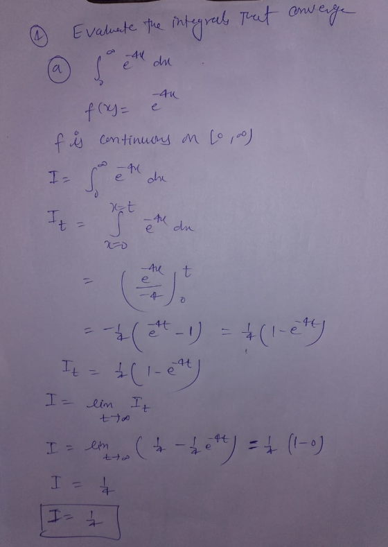 That converge Evaluate the inte integral All du S au f(x)= e f is continuary on co,00) sem ut It t = ol du All t 4 = *(1-etj