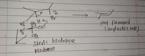 H3 CH₂ HS Not favoured (saytreffs rule) CH3. Stesic hindrance bendronce