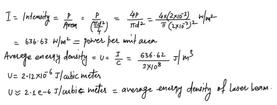 Р - 40p Tid 2 Area Tech 636 63 W/m² = I I = Intensity = - 4x/2x162) Wie T (2x103)2 power per unit area Average energy density
